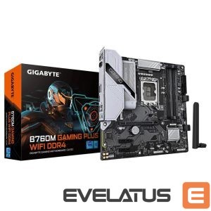Материнская плата для процессоров Intel Gigabyte  Mainboard||B760M GAMING PLUS WIFI DDR4 (REV. 1.1)|Intel B760|LGA 1700|micro ATX|RAM DDR4-SDRAM|4xSlots|Wi-Fi Yes|Bluetooth Yes|2xNumber of M.2 (M) slots|B760MGPWIFIDDR41.1 
