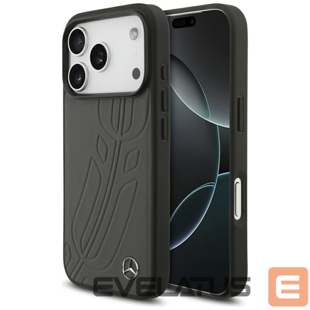 Другие товары Mercedes-Benz Mercedes Leather Large Laurel Leave MagSafe Case for iPhone 17 Pro - Black and Gray