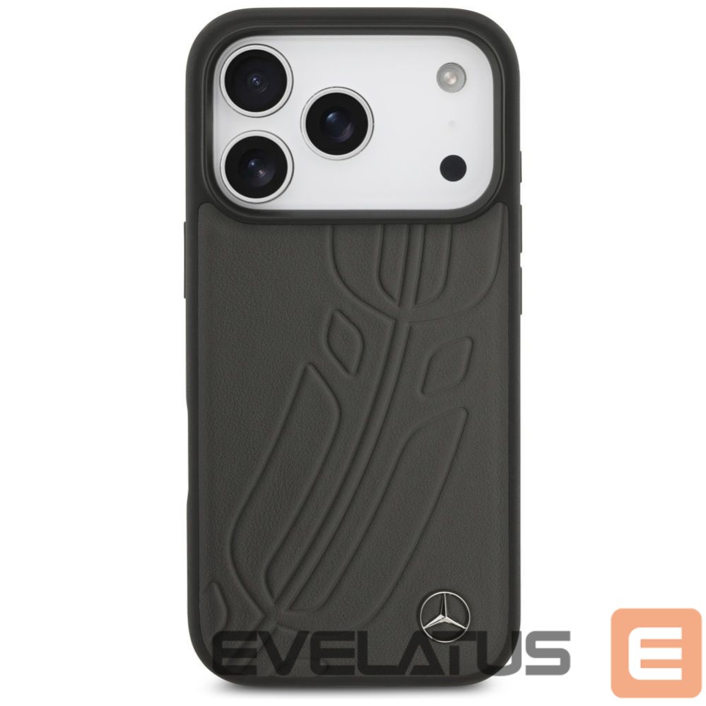 Другие товары Mercedes-Benz Mercedes Leather Large Laurel Leave MagSafe Case for iPhone 17 Pro - Black and Gray