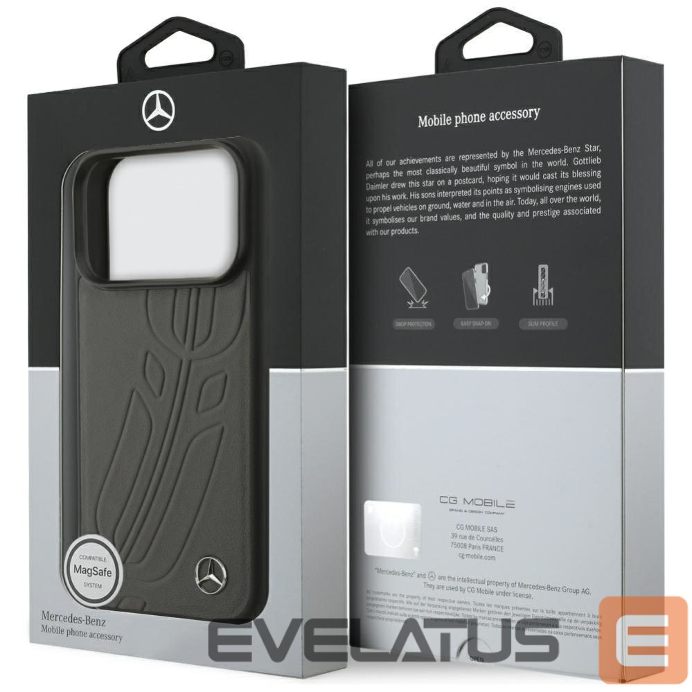 Другие товары Mercedes-Benz Mercedes Leather Large Laurel Leave MagSafe Case for iPhone 17 Pro - Black and Gray