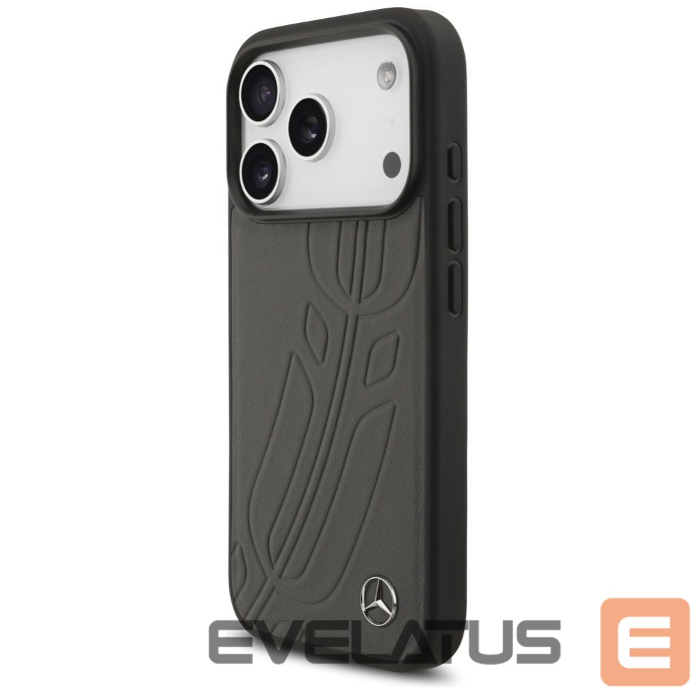 Другие товары Mercedes-Benz Mercedes Leather Large Laurel Leave MagSafe Case for iPhone 17 Pro - Black and Gray
