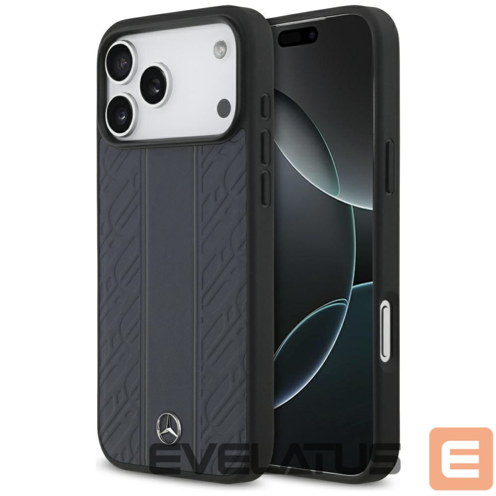 Другие товары Mercedes-Benz Mercedes Leather Laurel Leaves Stripes MagSafe Case for iPhone 17 Pro Max - Blue