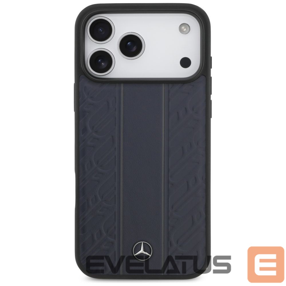 Другие товары Mercedes-Benz Mercedes Leather Laurel Leaves Stripes MagSafe Case for iPhone 17 Pro Max - Blue