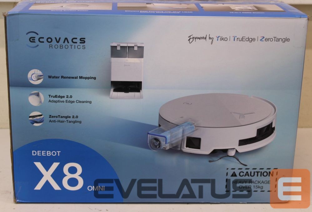 Пылесос Ecovacs SALE OUT. DEEBOT X8 OMNI Vacuum cleaner, Robot, Wet&Dry, 18000Pa, TruEdge 2.0, AIVI 3D 3.0, YIKO-GPT, White+Auto-empty station | Robotic Vacuum Cleaner | DEEBOT X8 OMNI | Wet&Dry | Lithium-Ion | 5200 mAh | Dust capacity 0.22 L | 18000 Pa | White | USED, MISSING INNER PACKAGE, SCRATCHED, DIRTY | 24 month(s)