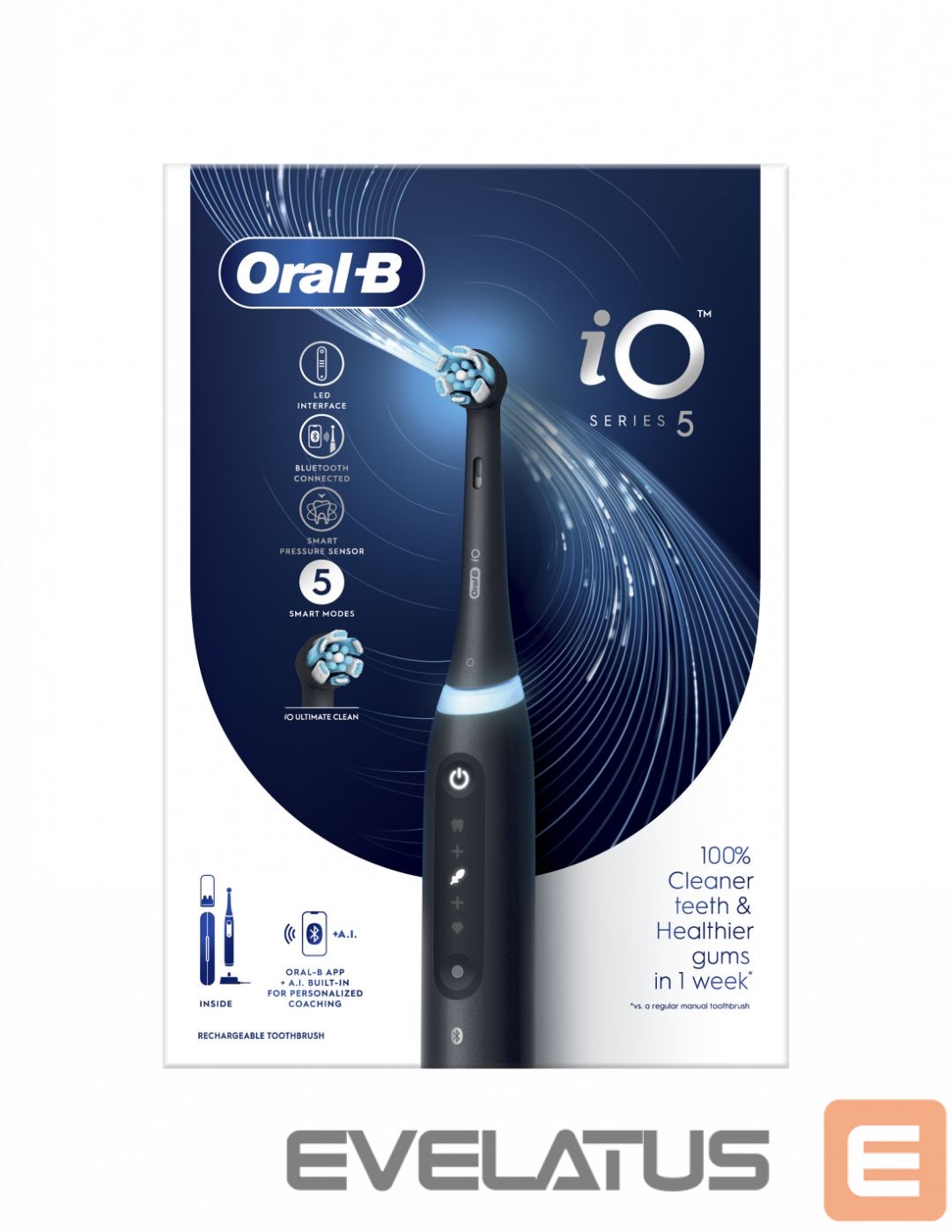 Зубная щётка Oral-B Electric Toothbrush iO5 Rechargeable, For adults, Number of brush heads included 1, Matt Black, Number of teeth brushing modes 5