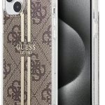 Чехол на заднюю панель Guess - iPhone 15 brown hardcase IML 4G Gold Stripe Brown