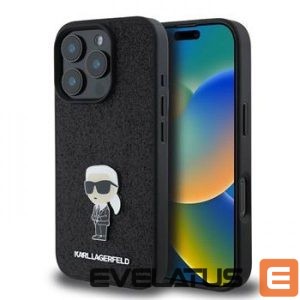 Чехол на заднюю панель Karl Lagerfeld - iPhone 16 Pro Fixed Glitter Metal Ikonik Case Black