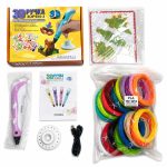игрушки iLike  3D Pen-3 with LCD display and 10 stencils Blue + Plastic set: 20 colors of 10 meters 200 meters Pink