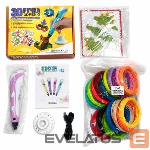 игрушки iLike  3D Pen-3 with LCD display and 10 stencils Blue + Plastic set: 20 colors of 10 meters 200 meters Pink