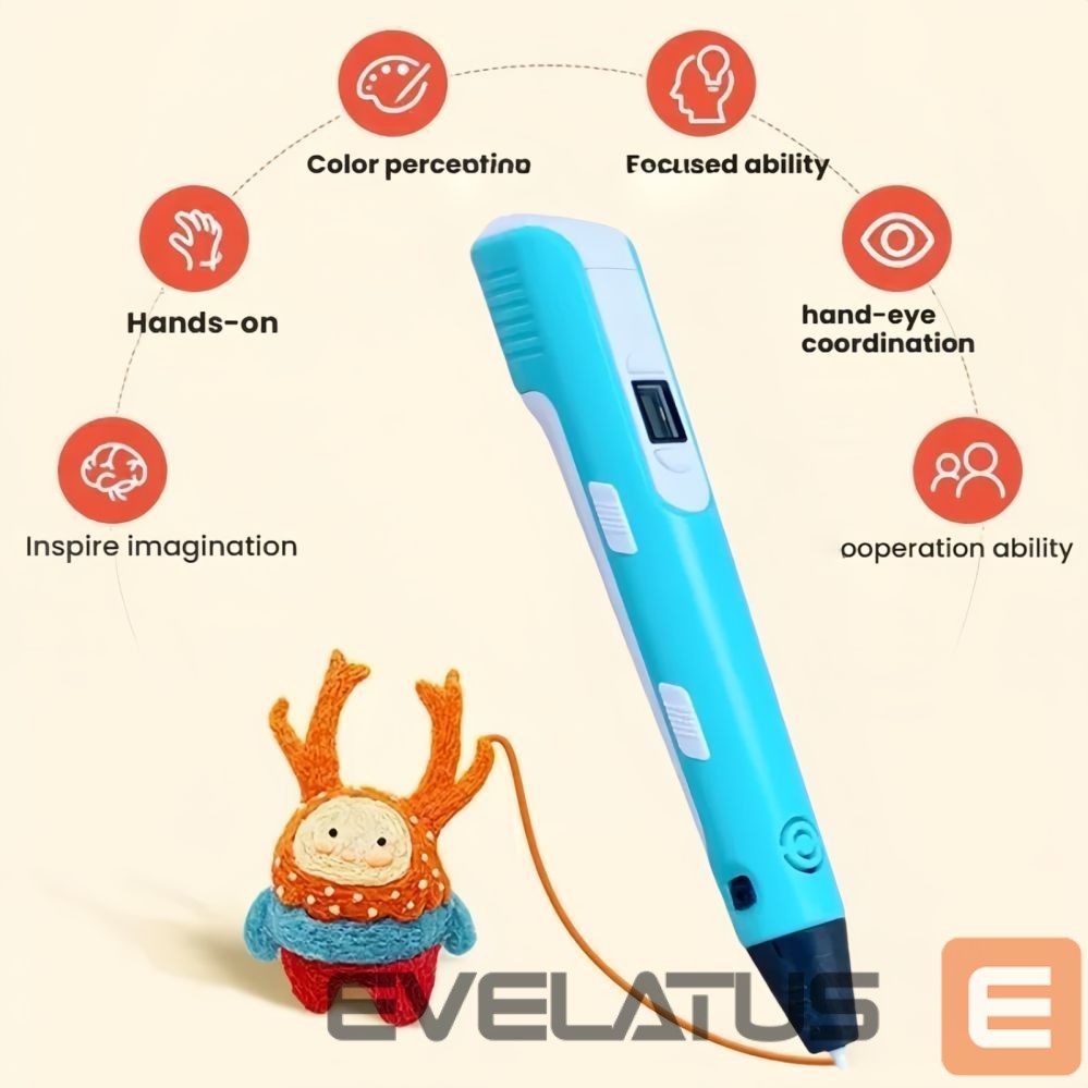 игрушки iLike 3D Pen-3 with LCD display and 10 stencils Blue + Plastic set: 20 colors of 10 meters 200 meters Pink
