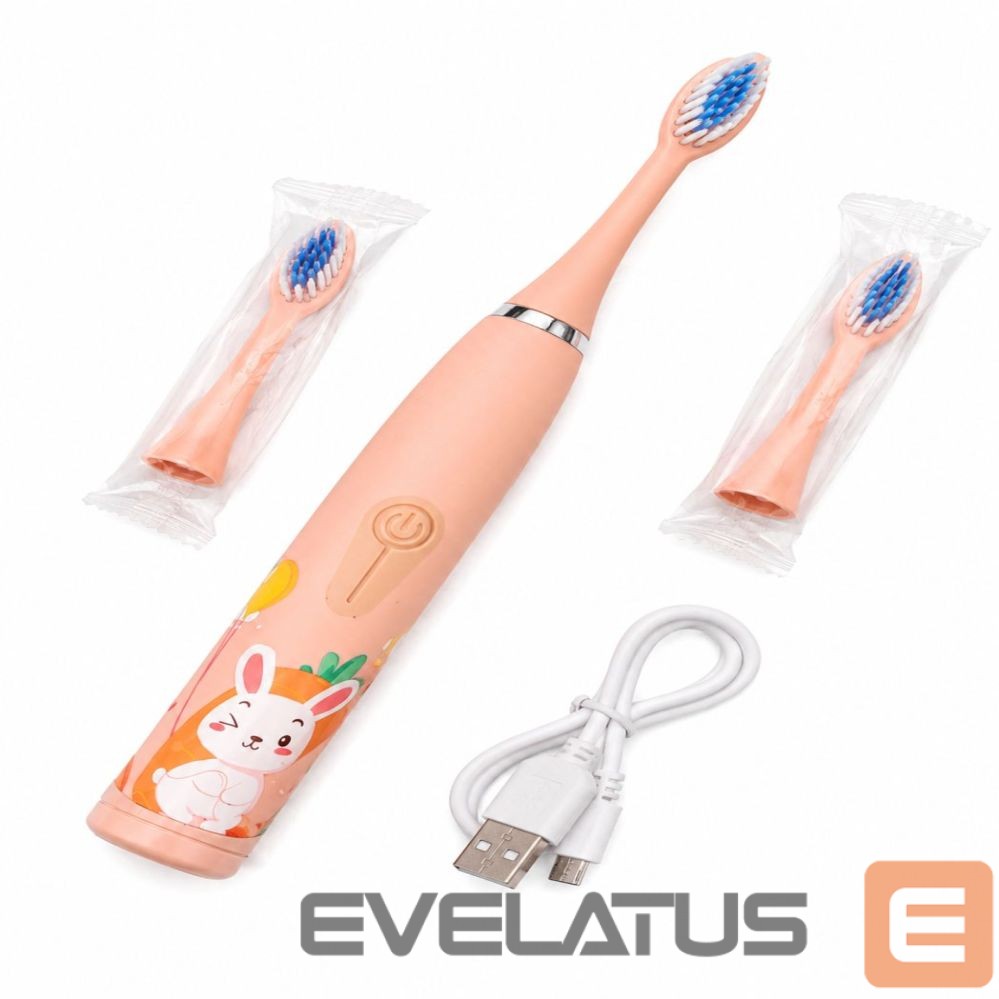 Зубная щётка iLike Kids Rechargeable Sonic Electric Toothbrush, USB Charging, 3 Brush Heads (1+2 Replacement Heads), Soft Bristles, Waterproof, Bunny Design, Pink Pink