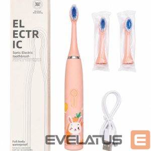 Зубная щётка iLike  Kids Rechargeable Sonic Electric Toothbrush, USB Charging, 3 Brush Heads (1+2 Replacement Heads), Soft Bristles, Waterproof, Bunny Design, Pink Pink