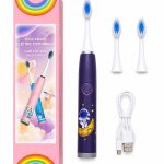 Зубная щётка iLike  Kids Rechargeable Sonic Electric Toothbrush, USB Charging, 3 Brush Heads (1+2 Replacement Heads), Soft Bristles, Waterproof, Space Astronaut Design Purple