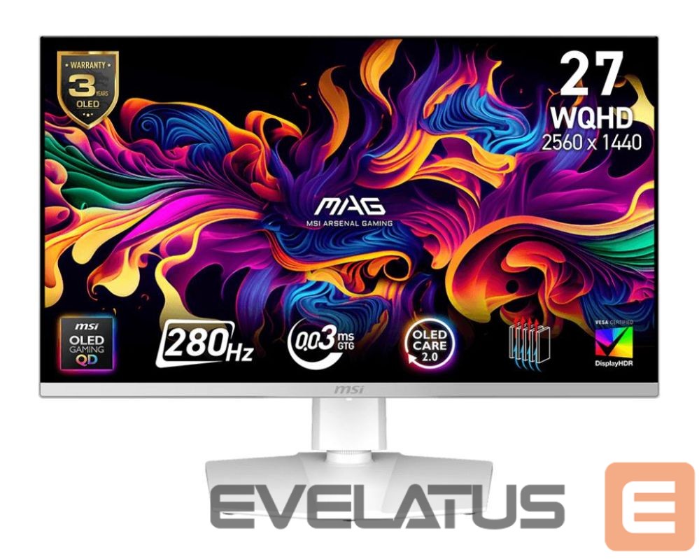 Монитор MSI Monitor||26.5 "|2560 x 1440 pixels|Wide Quad HD|Native aspect ratio 16:9|QD-OLED|Flat|MAG272QPWQD-OLEDX28