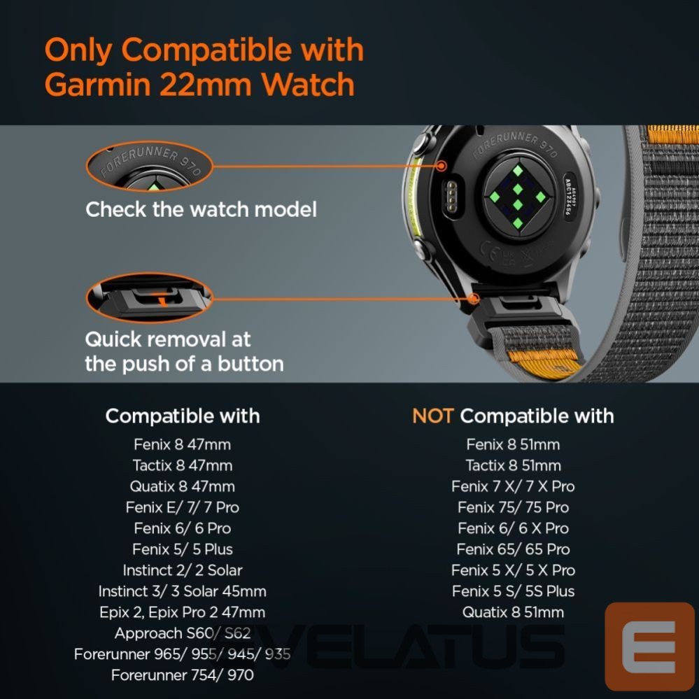 Другие товары Spigen Spigen Athlex Air Strap for Garmin QuickFit 22mm - Black and Orange