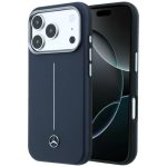 Другие товары Mercedes-Benz  Mercedes Leather Semi Wrap Iconic Line MagSafe Case for iPhone 17 Pro Max - Navy Blue 