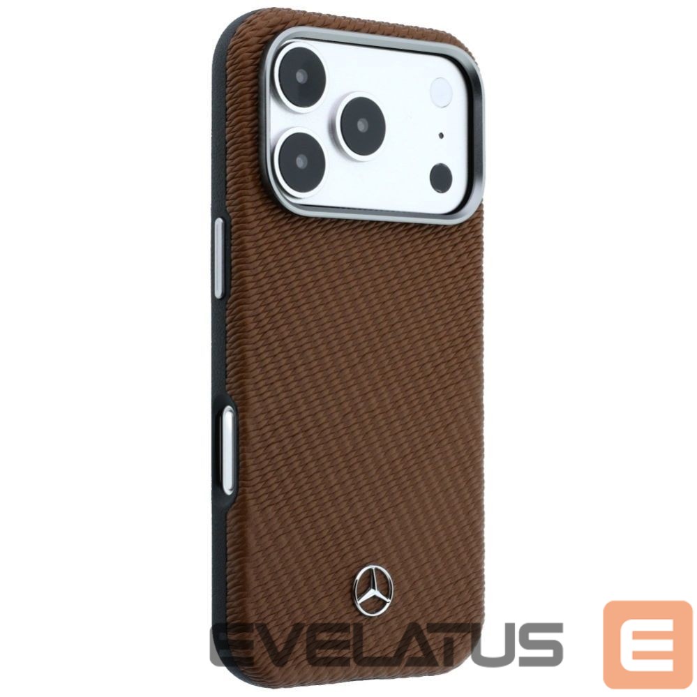 Другие товары Mercedes-Benz Mercedes Leather Semi Wrap Wood Effect MagSafe case for iPhone 17 Pro - brown