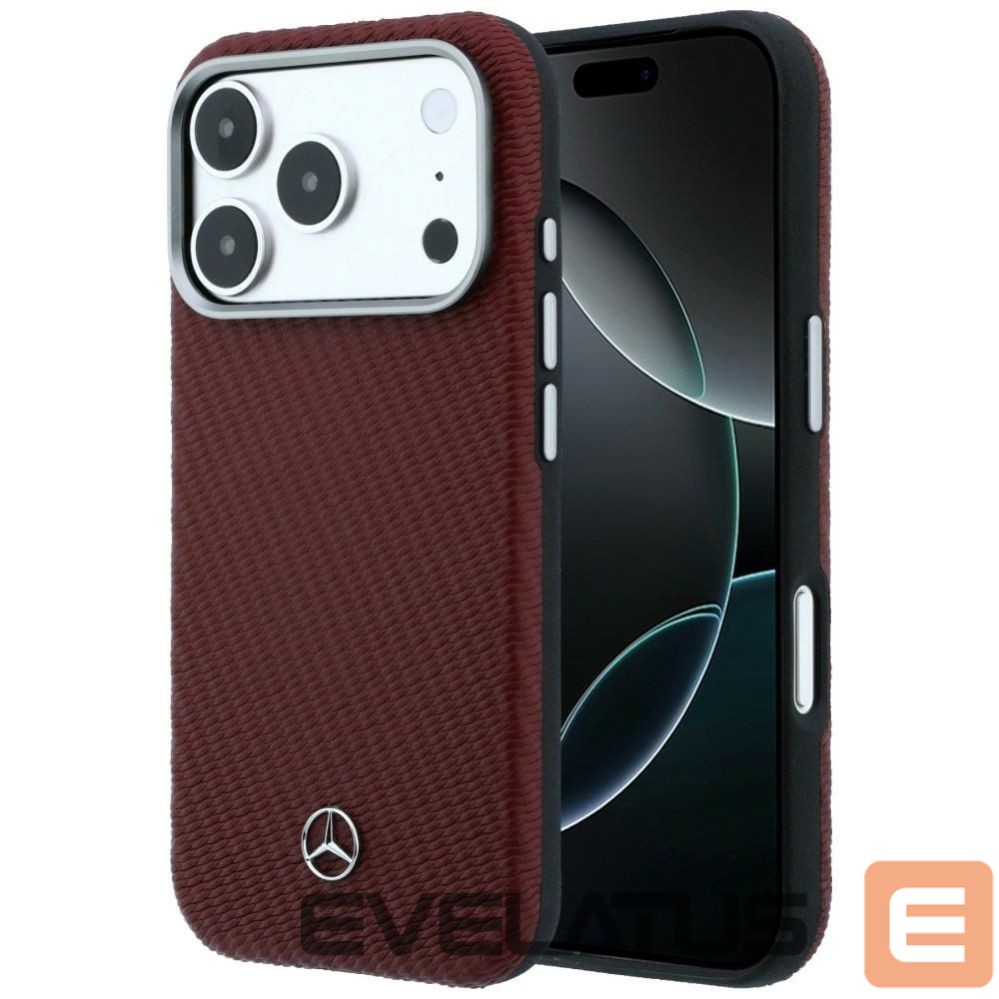 Другие товары Mercedes-Benz Mercedes Leather Semi Wrap Wood Effect MagSafe Case for iPhone 17 Pro - Red