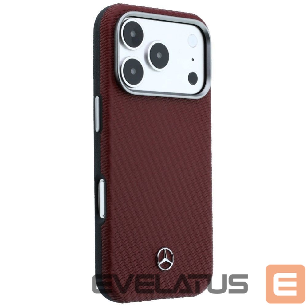 Другие товары Mercedes-Benz Mercedes Leather Semi Wrap Wood Effect MagSafe Case for iPhone 17 Pro Max - Red