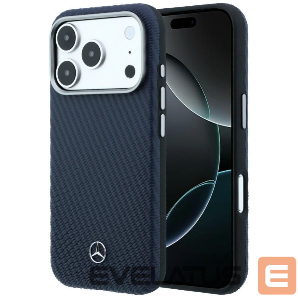 Другие товары Mercedes-Benz Mercedes Leather Semi Wrap Wood Effect MagSafe Case for iPhone 17 Pro Max - Navy Blue