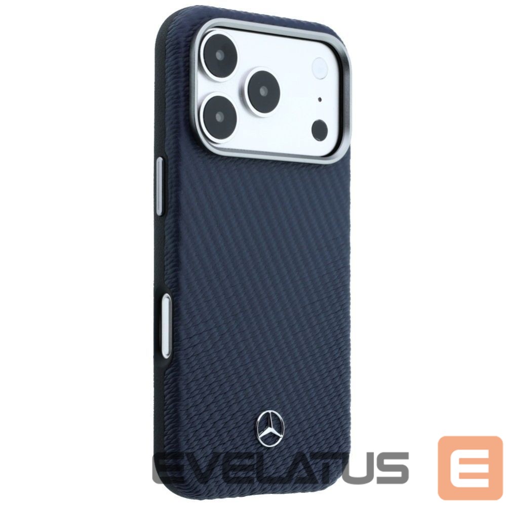 Другие товары Mercedes-Benz Mercedes Leather Semi Wrap Wood Effect MagSafe Case for iPhone 17 Pro Max - Navy Blue