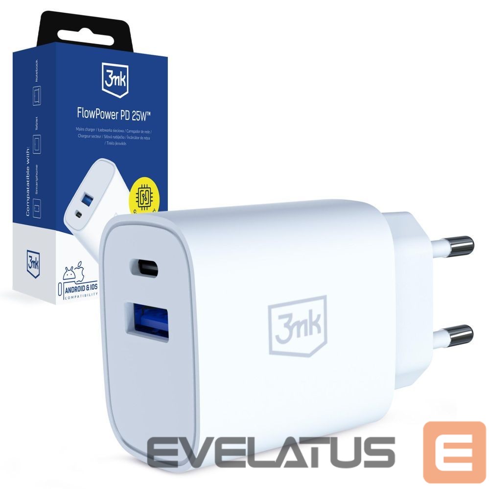 Другие товары 3MK 3mk FlowPower 25W 1A1C PD QC4+ Wall Charger - White