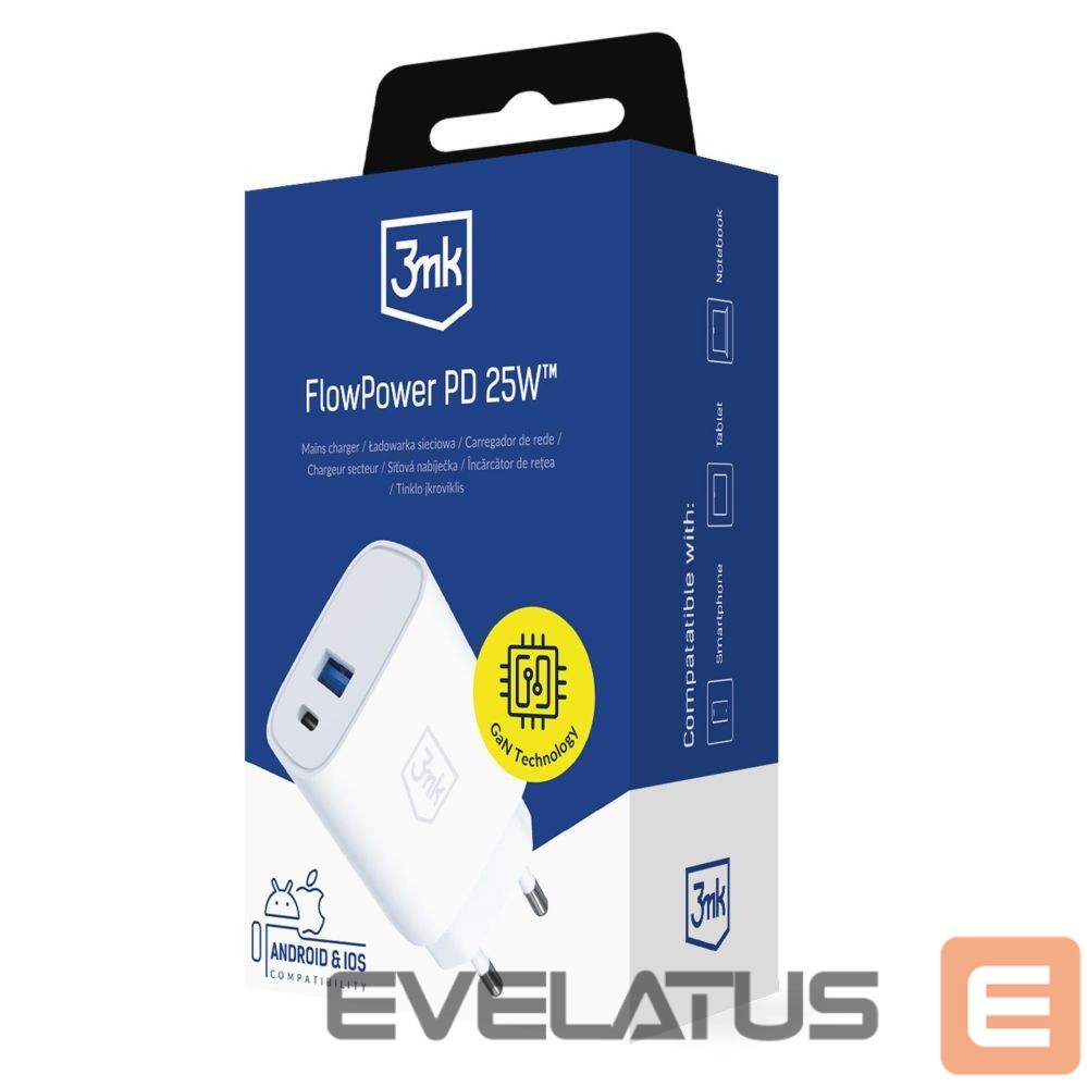 Другие товары 3MK 3mk FlowPower 25W 1A1C PD QC4+ Wall Charger - White