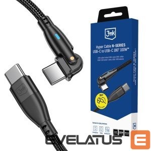 Другие товары 3MK  3mk Hyper Cable N-SERIES USB-C / USB-C 1m PD 3.0 QC 3.0 20V / 5A 100W - black 