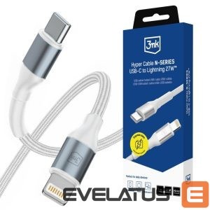 Другие товары 3MK  3mk Hyper Cable N-SERIES USB-C / Lightning 1m PD 3.0 9V / 3A 27W - white 