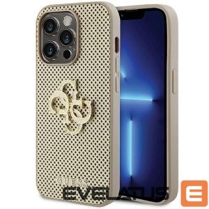Чехол на заднюю панель Guess  Guess Perforated 4G Glitter case for iPhone 15 Pro - gold 