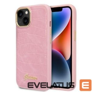 Чехол на заднюю панель Guess  Guess Croco Collection case for iPhone 14 - pink 