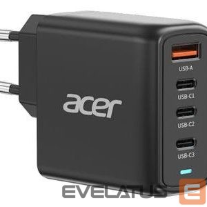 Контроллер Acer  67W PD GaN Charger, 2 x USB C and 1 x USB A, EU Plug, 100W USB C cable, Black (Retail Pack) 