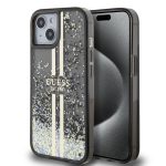 Чехол на заднюю панель Guess Apple Guess PC/TPU Liquid Glitter Gold Stripe Case for iPhone 15 Black 