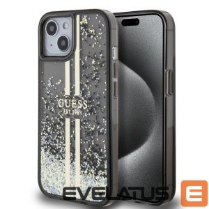Чехол на заднюю панель Guess Apple Guess PC/TPU Liquid Glitter Gold Stripe Case for iPhone 15 Black 
