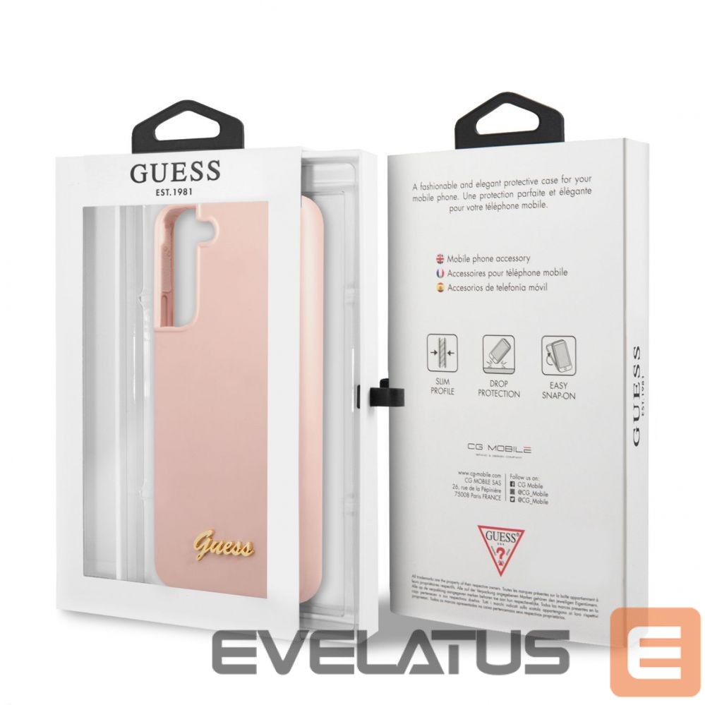 Чехол на заднюю панель Guess - Samsung S22 Plus Silicone Metal Logo Case Pink