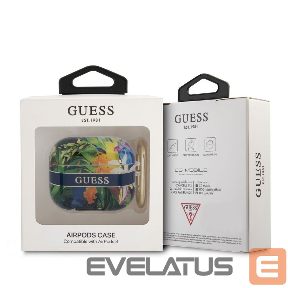 Чехол для наушников Guess Apple Airpods 3 TPU Flower Print Case Blue