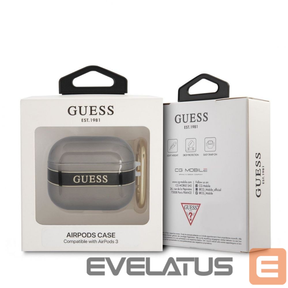 Чехол для наушников Guess Apple Airpods 3 TPU Printed Stripe Case Black
