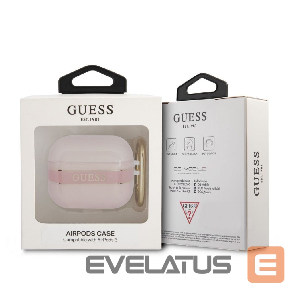 Чехол для наушников Guess Apple Airpods 3 TPU Printed Stripe Case Pink