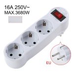Переходник CP  EU3 Perfect Travel Slim 180 degree Euro Power Socket expander to 3x plug 250V 16A Black