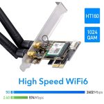Роутер Cudy  WE3000 AirMax AX3000 WiFi 6 Bluetooth 5.0 PCIe Adapter Intel AX200 Dual Band 2 Antennas Black 