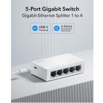 Роутер Cudy  GS105U NetSwitch 5-Port Gigabit Switch USB-C Power IGMP QoS Loop Prevention Black 