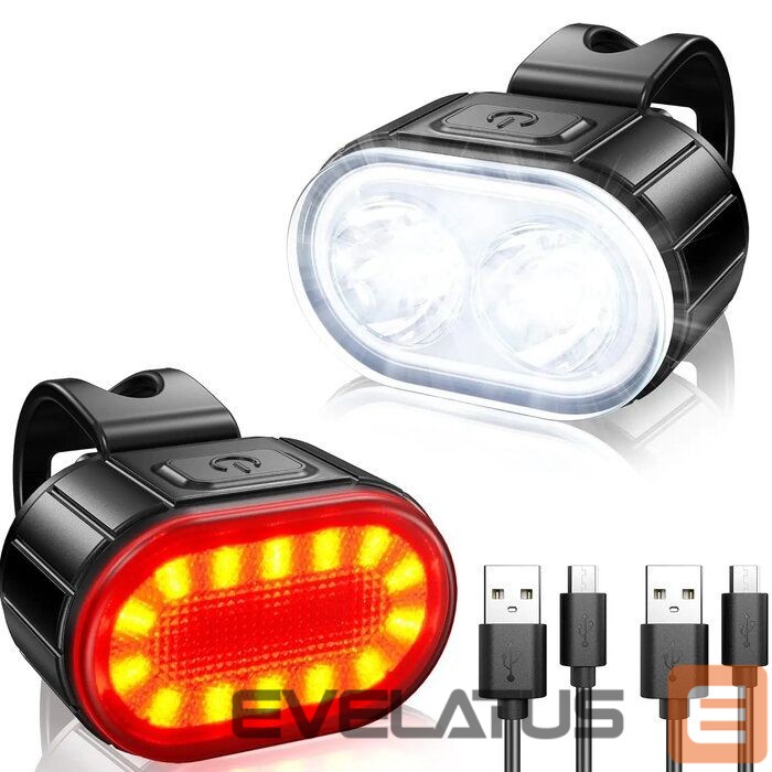 LED Фонарик Elight LED Bicycle Light Set USB Rechargeable Headlight & Taillight Black