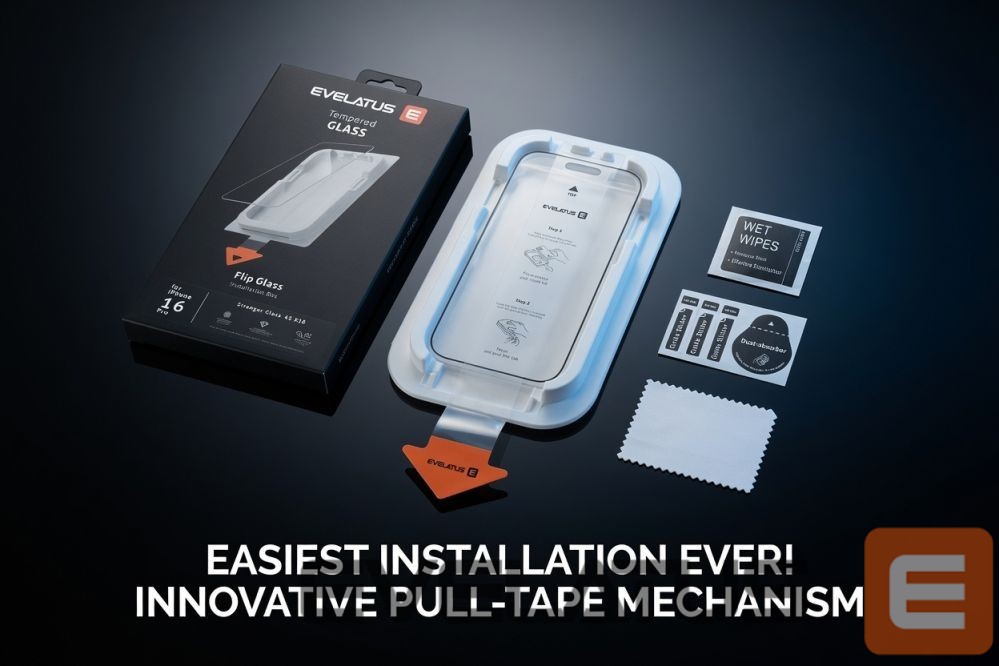 Защитное стекло Evelatus Apple iPhone 15 Pro Max Flip Glass Magic Easy Install No Box - Screen Protector (without packaging)