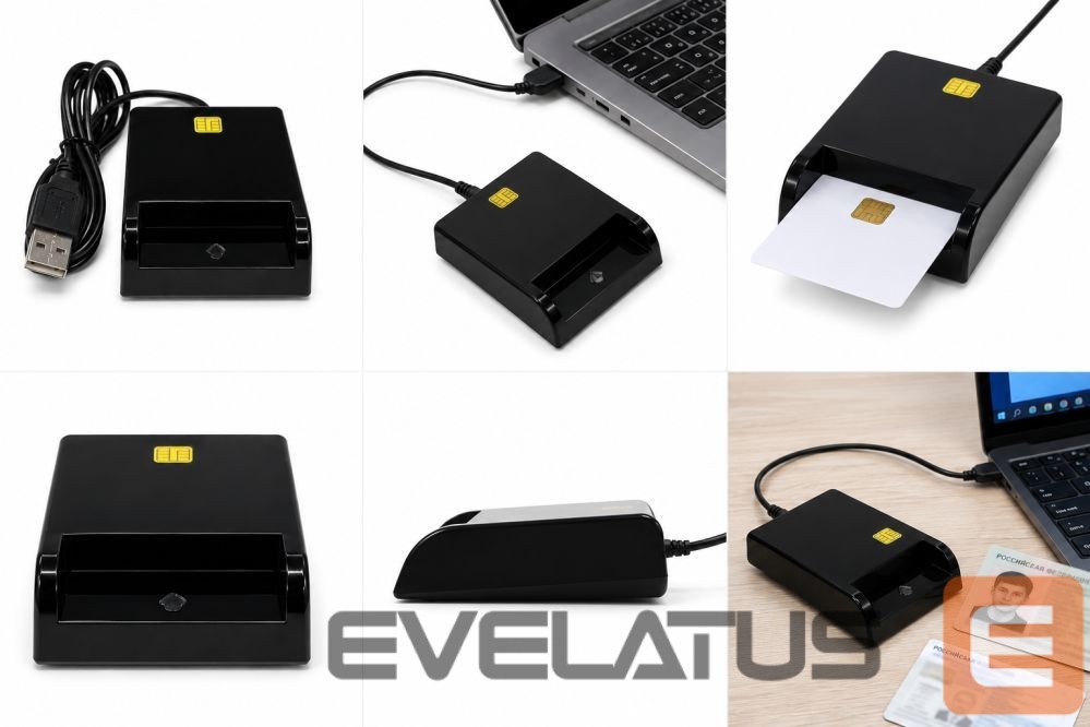 Переходник iLike USB Smart Card Reader, Contact IC Card Reader for Digital Signature, eID, Banking & Government Cards Black