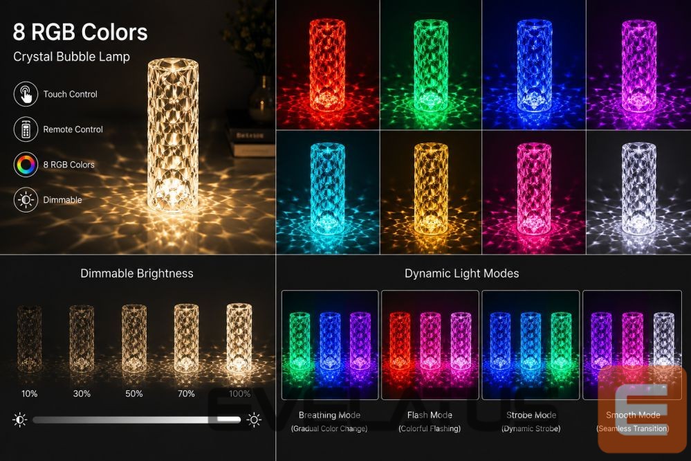 Настольная лампа iLike Crystal Bubble Touch RGB LED Table Lamp with Bluetooth Speaker
