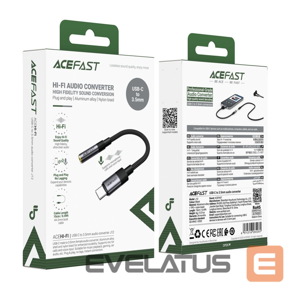 Адаптер Acefast USB-C to 3.5mm Acefast J12 Audio Adapter Black