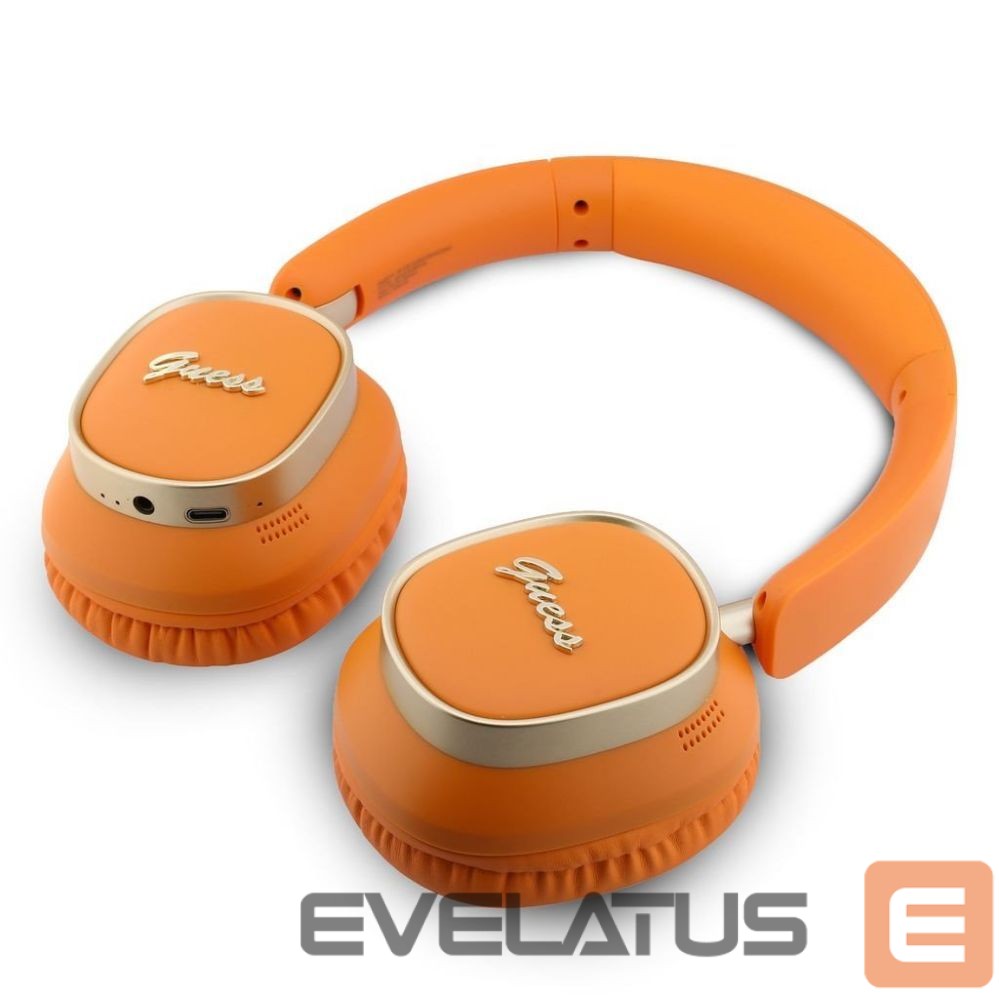 Беспроводные наушники Guess Rectangle Metal Script Logo ENC Wireless Headphone Orange