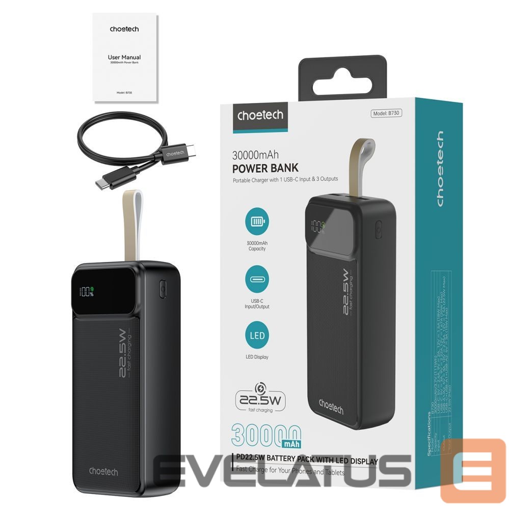 Внешний аккумулятор Choetech Choetech Power Bank 30000 mAh Black