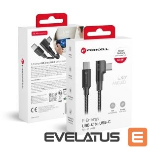 Кабель Forcell  Cable USB C to USB C Forcell F-Energy QC4.0 PD 5A 100W Cafule 90° 2 m CC-1Deg black 
