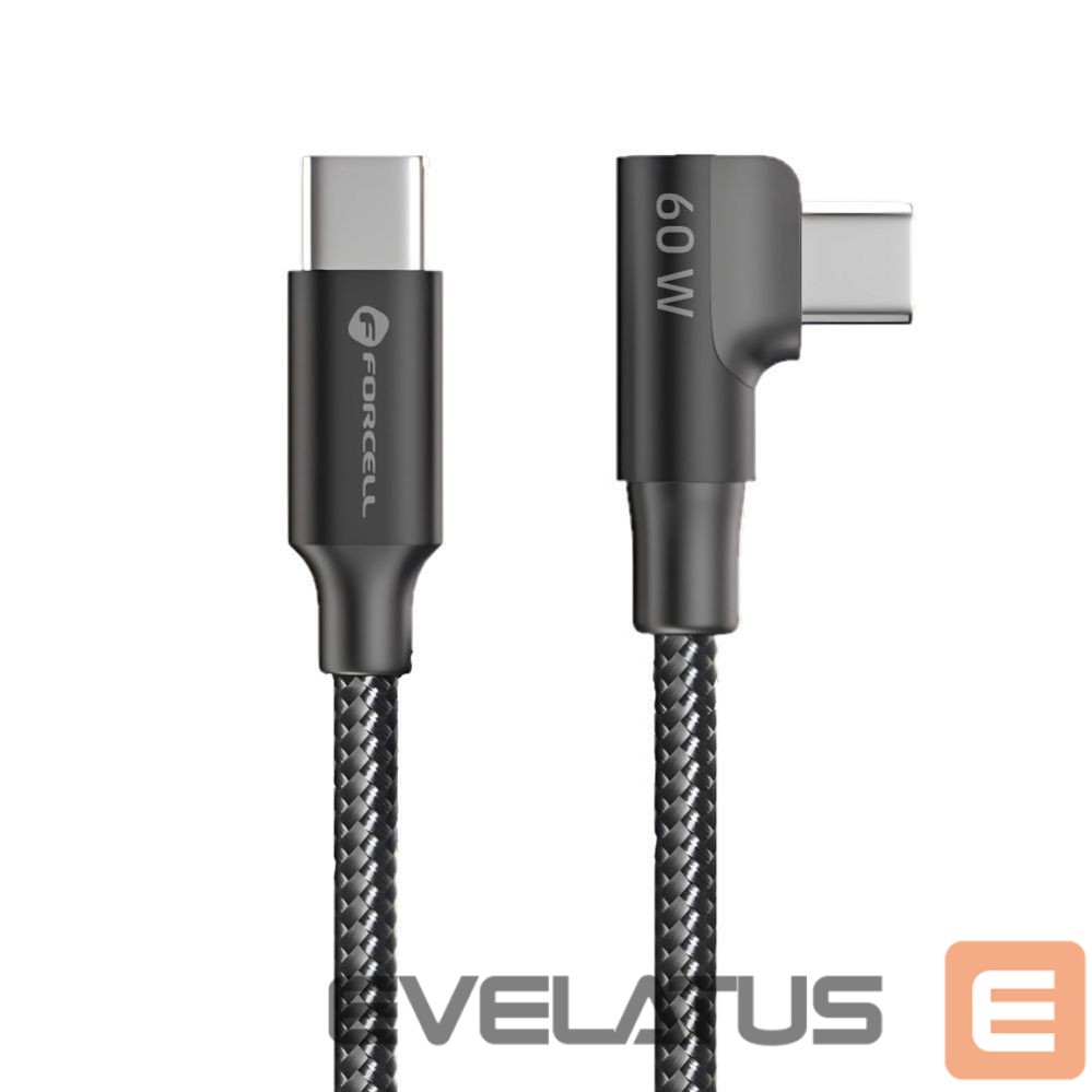 Кабель Forcell Cable USB C to USB C Forcell F-Energy QC4.0 PD 5A 100W Cafule 90° 2 m CC-1Deg black